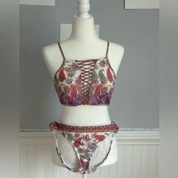 Nanette Lepore 2 Piece Swimwear Bathing Suit Multi Color Size L Adjustable - Picture 2 of 6
